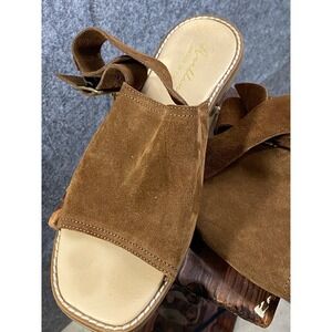 Avellini Brown Suede Leather Sandals Italy‎ Open Toe Slingback Size 7.5